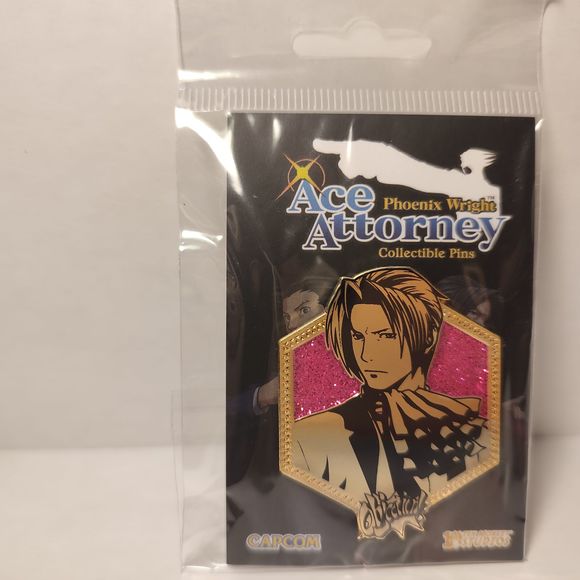 Ace Attorney Phoenix Wright Miles Edgeworth Golden Series Enamel Pin - Picture 2 of 2